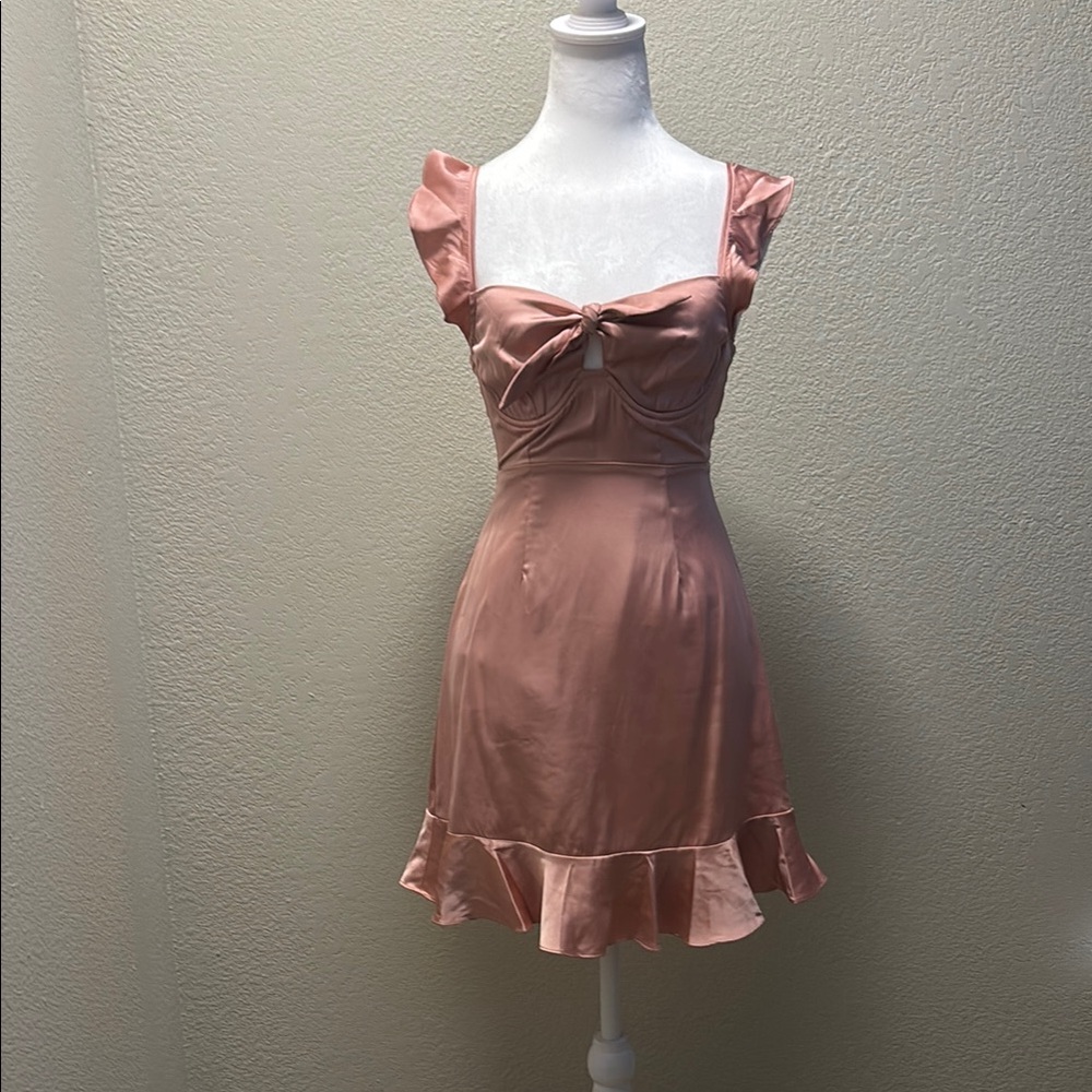 Pink Ruffled Babydoll Mini Dress with Sweetheart Neckline